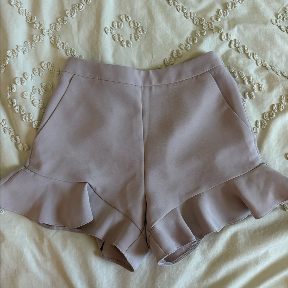 Topshop High Waist Ruffle Hem Shorts - Soft Purple